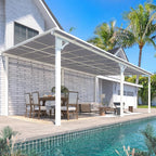 AECOJOY 20' x 12' White Gazebo Pergola, 12x20 Large Wall Mounted Lean to by AECOJOY