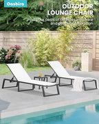 Aluminum Chaise Lounge Outdoor Set of 2, Foldable & Assembly Free Patio Pool - Image 6