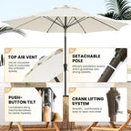 Ayge 9FT Large Outdoor Patio Umbrella Market Table Umbrella-UV Resistant - Image 3