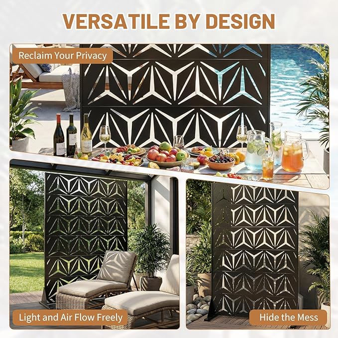 VINGLI Privacy Fence Panels, 72H’’ x 47W’’ Metal Privacy Screen Freestanding - Image 8