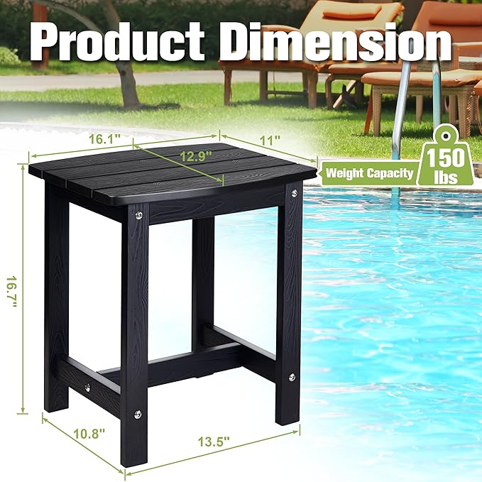 Y&M Outdoor Side Table, HIPS Adirondack Small Single Table, Waterproof Square - Image 3