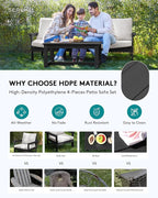 SERWALL HDPE Patio Sofa Set, 4-piece Sectional Outdoor Furniture Set, All - Image 3