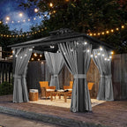 Aoxun 10'x10' Hardtop Gazebo, Outdoor Polycarbonate Double Top Canopy, Aluminum - Image 2