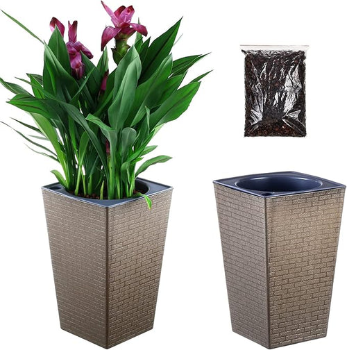 2 Pack Self Watering Planters 10.7" x 6.9" Planter by Planterhoma