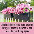 LaLaGreen Rail Planter Box Large Black Metal Hanging Flower Pots, Rectangle - Image 9