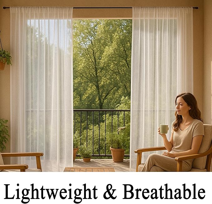 Patio Screen Mesh Outdoor Curtains Waterproof Sheer Lightweight Bug Netting - Image 3