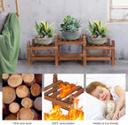 3 Tier Plant Stand Indoor, Wooden Low Plant Bench - Image 5