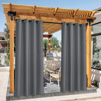 NICETOWN Patio Curtains Outdoor Waterproof 2 Panels, Stainless Steel Ring Top by NICETOWN