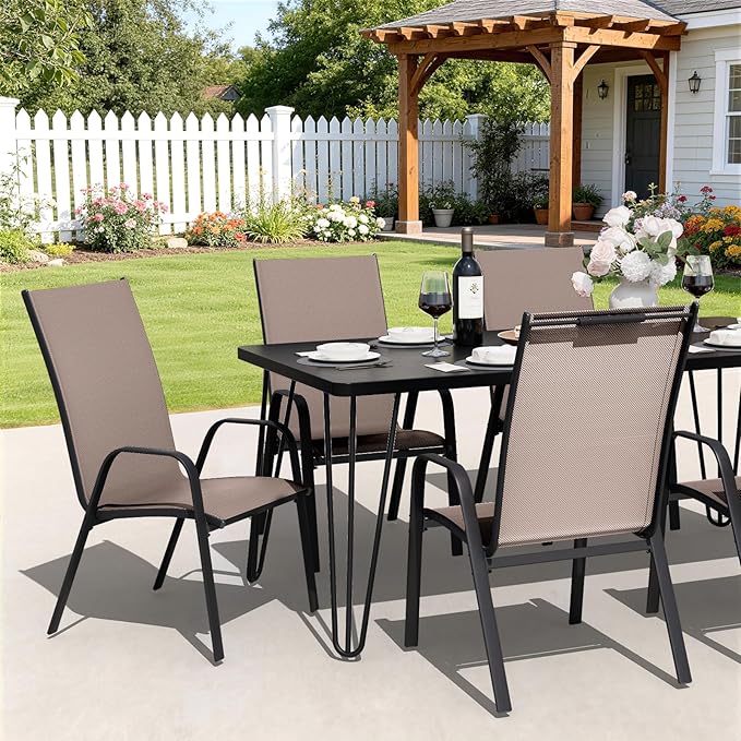 JEAREY Patio Dining Chairs Set of 4, Outdoor Stackable Dining Furniture Set - Image 4