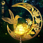 Moon Hummingbird Wind Chime Outdoor, Handcrafted Metal Garden Wind Chimes - Image 8