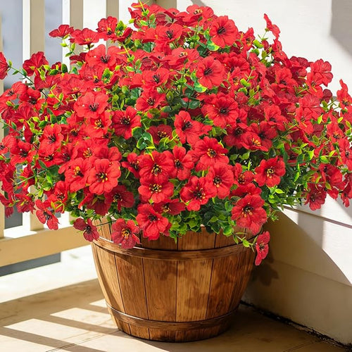 20 Bundles Artificial Flowers for Outdoors, UV Resistant Fake Plants Flowers by Grunyia