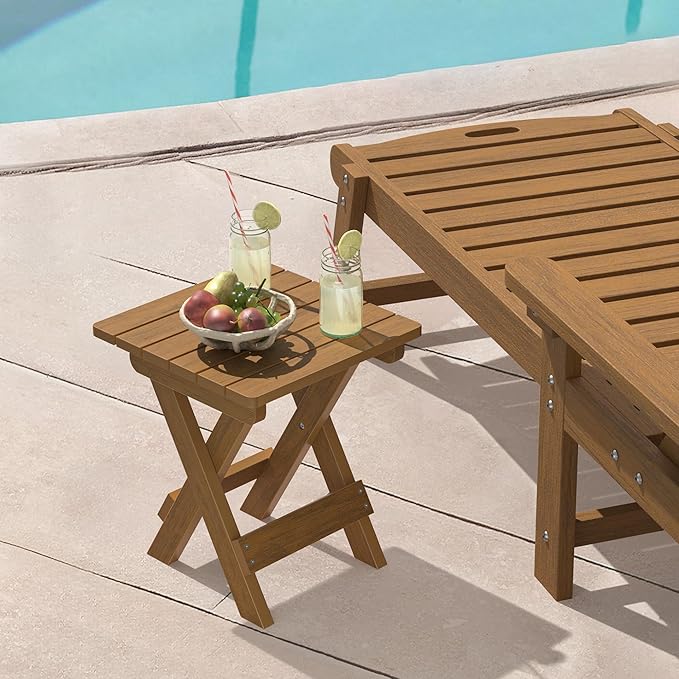 LUE BONA Small Outdoor Folding Side Table, HDPS Outside End Table - Image 2
