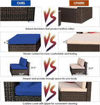 Tangkula 5 Pieces Patio Rattan Furniture Set, Outdoor Sectional Rattan Sofa Set - Image 4