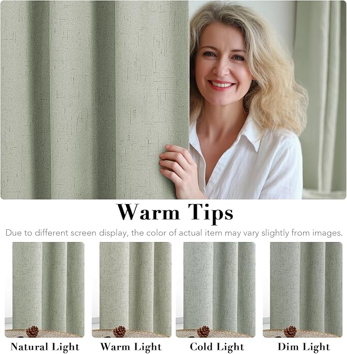 H.VERSAILTEX Linen Blackout Curtains 108 Inches Long 100% Absolutely Blackout - Image 5