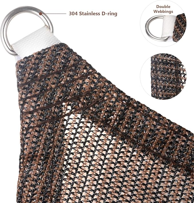 Eden's Decor Straight Flat-Edged Sun Shade Sail Rectangular 12' x 16' Brown - Image 2