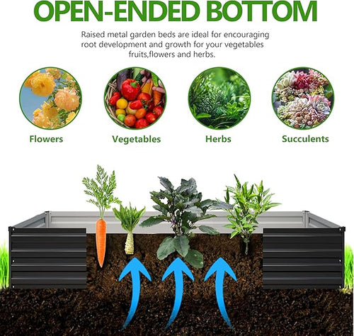 2PCS 12x3x1ft Galvanized Raised Garden Bed Kit, Galvanized Planter Raised - Image 2