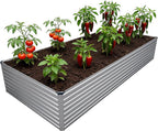 12x4x2FT Galvanized Raised Garden Bed Kit, Vegetable Plant Boxes-Rectangle by DIIYIV