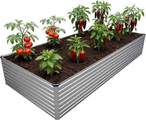 12x4x2FT Galvanized Raised Garden Bed Kit, Vegetable Plant Boxes-Rectangle by DIIYIV