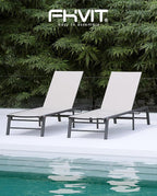 Aluminum Chaise Lounge Chair Outdoor, Foldable Patio Lounge Chair 2 Sets - Image 8
