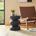 Glitzhome Outdoor Side Table Set of 2, Heavy Duty Indoor Outdoor Round Planter - Image 7
