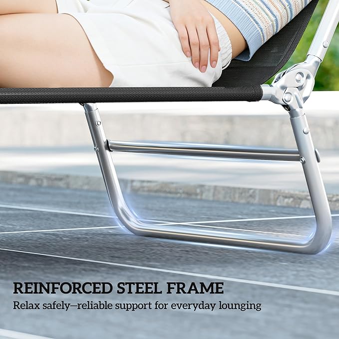 Outsunny Folding Chaise Lounge Chair, Pool Sun Tanning Chair, Outdoor Lounge - Image 7