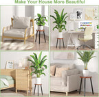Wood Plant Stands Indoor, 16.7" Tall Plant Stand Outdoor Mid-Century Plant Stool - Image 2