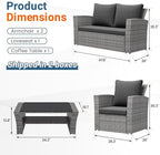 Wisteria Lane 4 Piece Patio Furniture Set, Wicker Outdoor Patio Conversation - Image 3