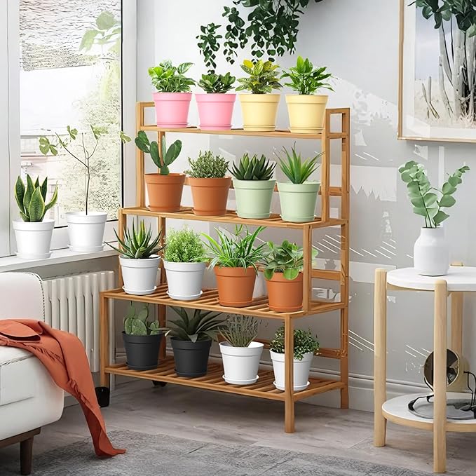 10 Pack 6 Inch Plant Pots with Drainage and Saucers, Stackable Nursery Planters - Image 7