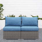 Wisteria Lane 2 Piece Patio Armless Sofa, Outdoor Wicker Sectional Furniture - Image 2