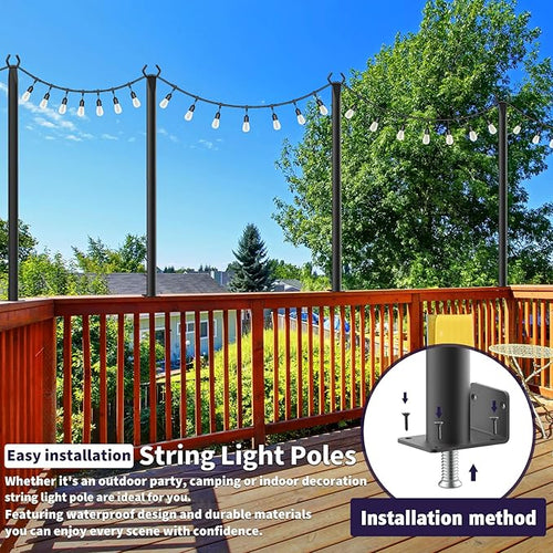 2 Pack String Light Poles, 5Ft Light Poles - Image 2