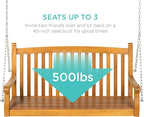 Best Choice Products 48in Wood Porch Swing Outdoor Patio Hanging Bench Chair - Image 4