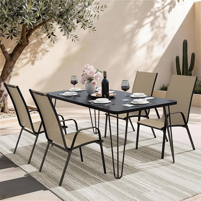 JEAREY Patio Dining Chairs Set of 4, Outdoor Stackable Dining Furniture Set - Image 2