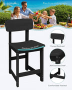 SERWALL Outdoor Bar Stools Set of 2, All Weather HDPE 25" Counter Height Bar - Image 4