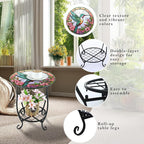 Outdoor Side Table Round Small Mosaic Patio Accent Indoor End Plant Coffee Tea - Image 4