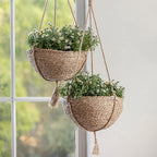 Natural Seagrass Hanging Planter Basket Set, Indoor Plant Pots, Boho Decor - Image 2