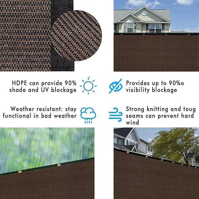 UPGRADE Privacy Fence Screen 3'x80' Brown Outdoor 90% Visibility Blockage 170 - Image 5
