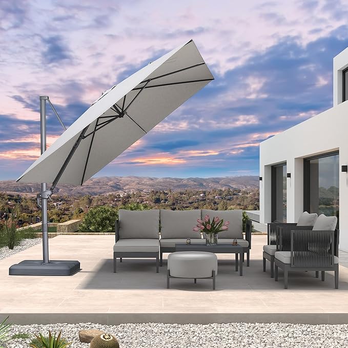 PURPLE LEAF Patio Umbrella 10' X 10' Rectangle Cantilever Umbrella Large - Image 2