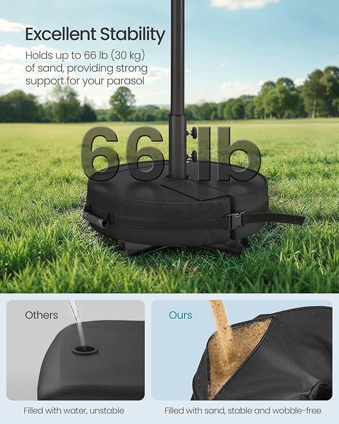 SONGMICS Umbrella Base, Round Patio Umbrella Stand, Sand Fillable Bag 66 lb - Image 3