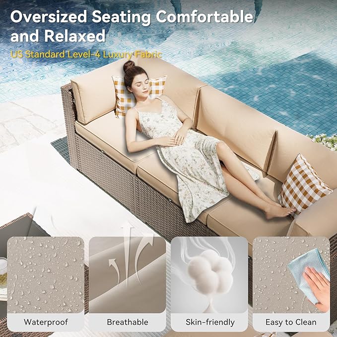 Aoxun Patio Furniture Set, 11 Piece Outdoor Sectional Sofas - Image 3