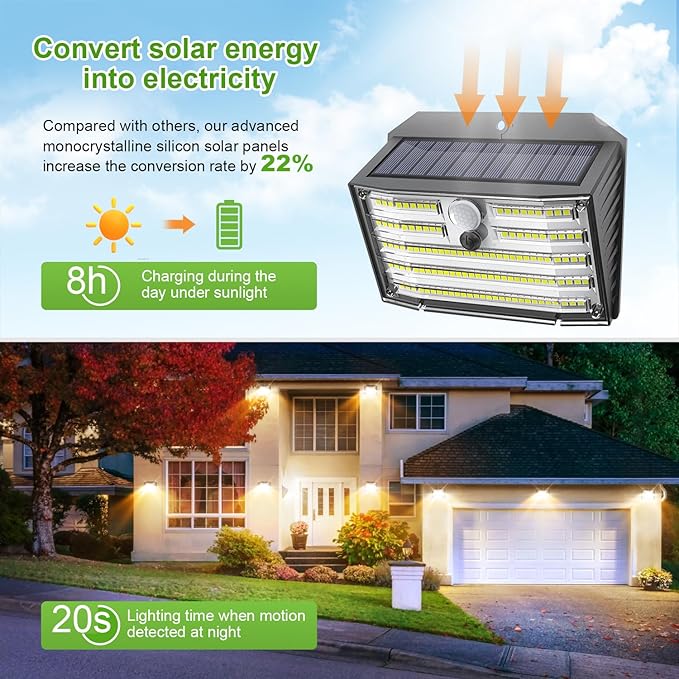 CLAONER Solar Lights Outdoor, Wireless Motion Sensor Lights, IP65 Waterproof - Image 3