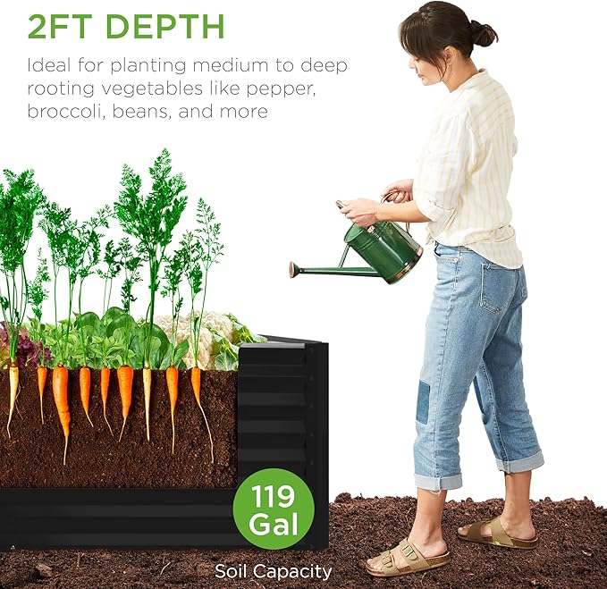 Best Choice Products 4x2x2ft Outdoor Metal Raised Garden Bed, Deep Root Box - Image 4