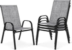 Outdoor Stackable Chairs Set of 4, Stacking Patio Chairs by Villeston