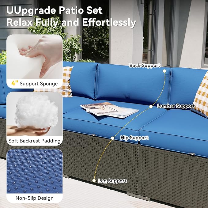 Aoxun Patio Furniture Set, 11 Piece Outdoor Sectional Sofas - Image 2