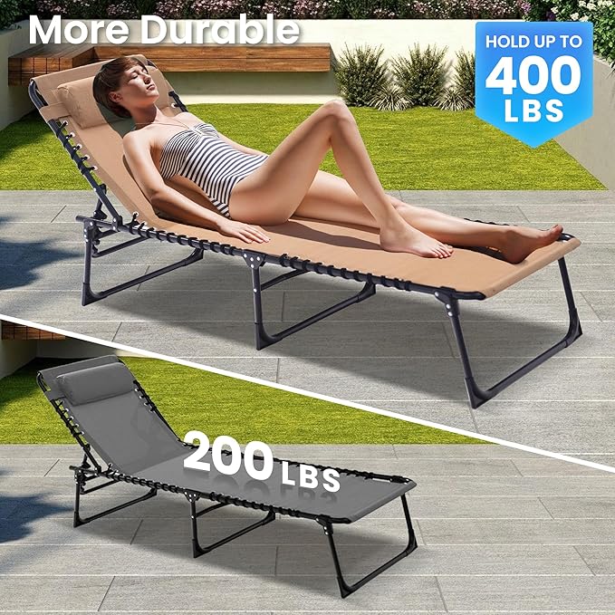 Folding Chaise Lounge Chair - 400lb Capacity - Image 5