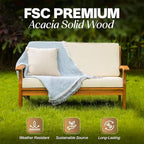 Idzo Laurent 800lbs Capacity Acacia Outdoor Loveseat, FSC Certified 2 Seater - Image 5