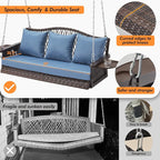 Upgraded Wicker Hanging Porch Swing Heavy Duty 900 LBS 3-Seat Outdoor Patio - Image 6