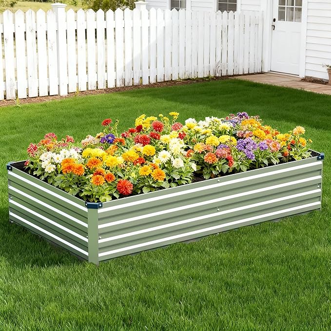 Vengarus 8x4x1FT Galvanized Raised Garden Bed Kit, Outdoor Metal Planter Box - Image 4