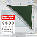 Amgo Custom Size 5' x 10' x 11.2' Green Right Triangle Sun Shade Sail UPF50+ - Image 8