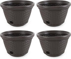 Suncast 4 Pack Wicker Hose Pot, Decorative Resin Garden Hose Storage, 100ft by Suncast