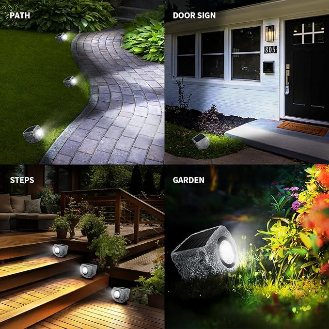 Solar Rock Lights Outdoor 4 Pack, Bright Solar Spotlights Outdoor Waterproof - Image 6